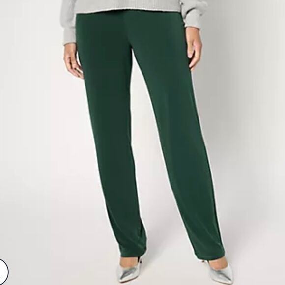 Susan Graver Stretch High Waisted Liquid Knit Pull On Pants Women Size 2XP Green - Picture 1 of 9